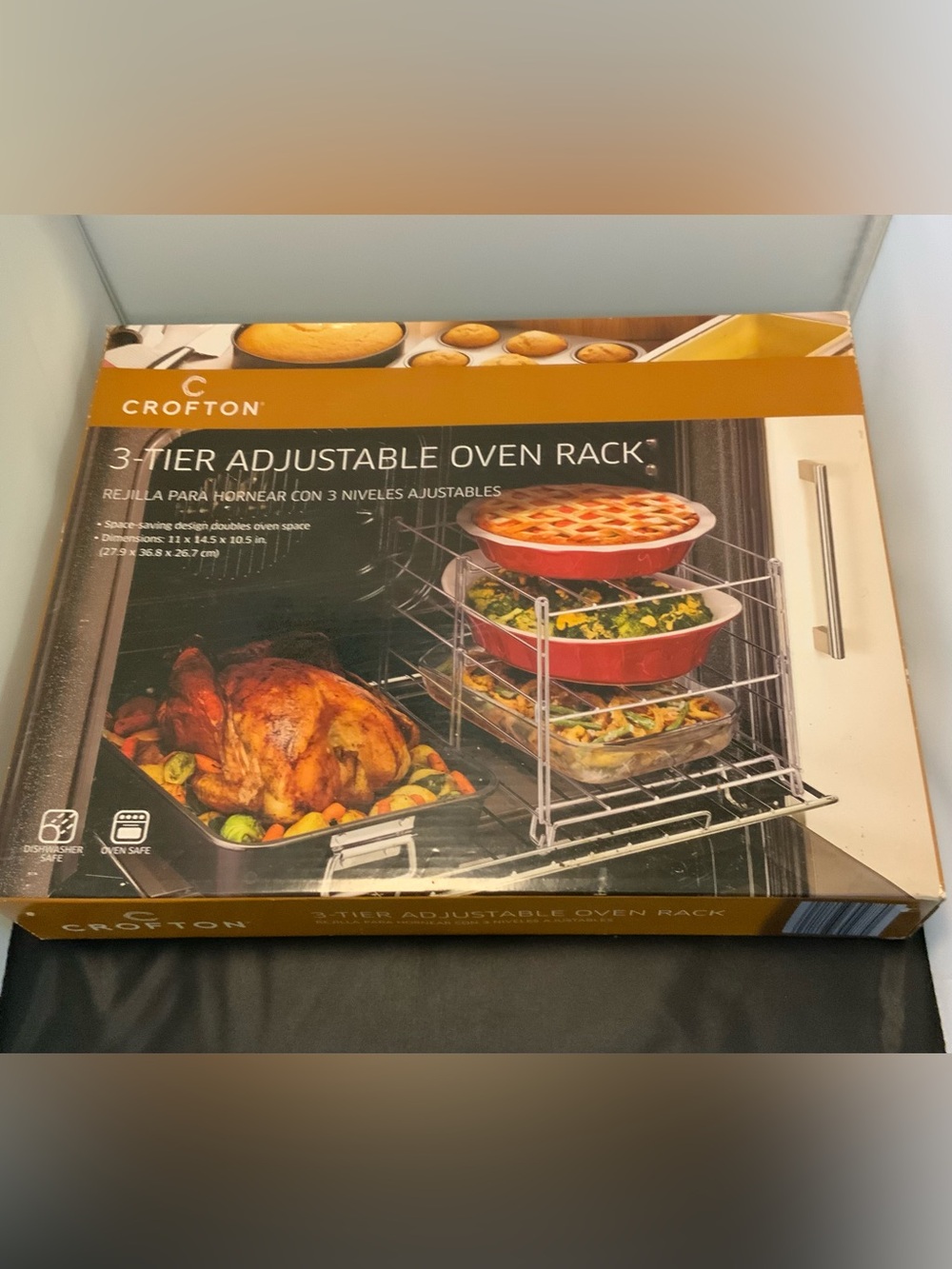 Crofton 3-Tier Adjustable Oven Rack, Collapsible Steel, Oven Safe to 450°F